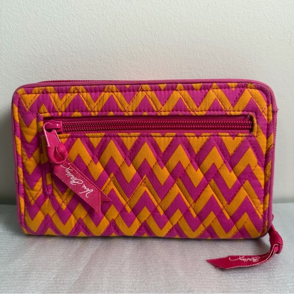 Vera Bradley Turn Lock Wallet Quilted Ziggy Zags Pattern Orange Pink - Picture 5 of 7